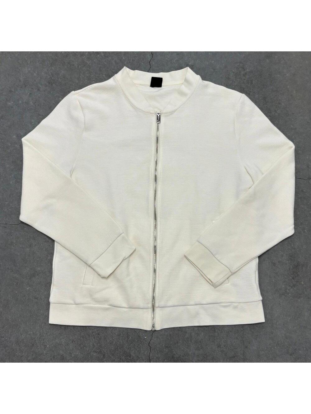 H&M Full Zip White Sweater